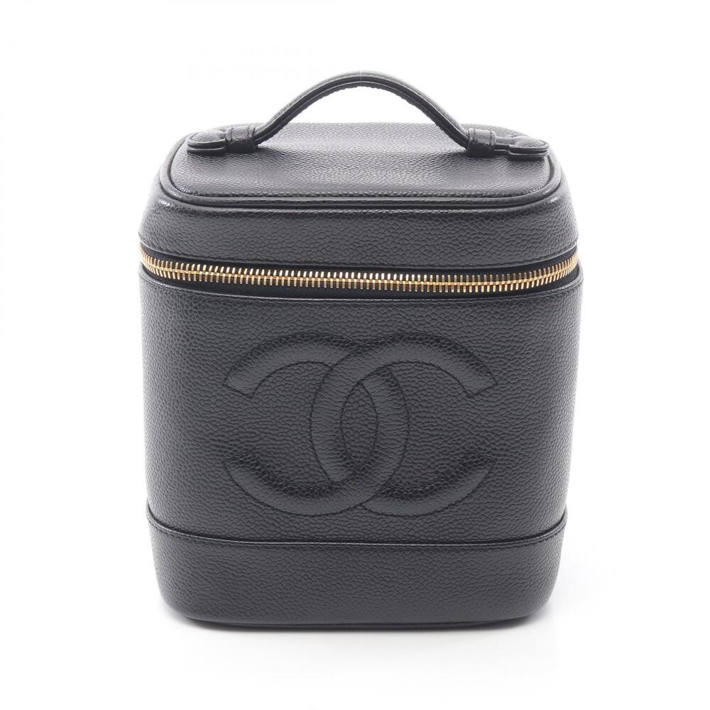 Chanel Coco Mark Handbag Caviar Leather Grained Calfskin Black